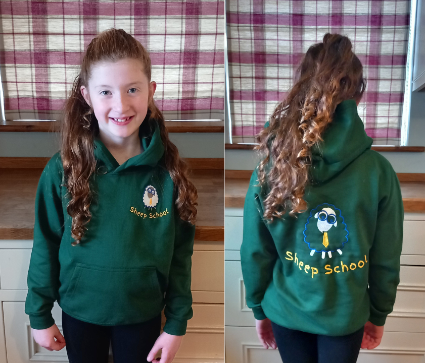 Kids Embroidered Green Hoodie